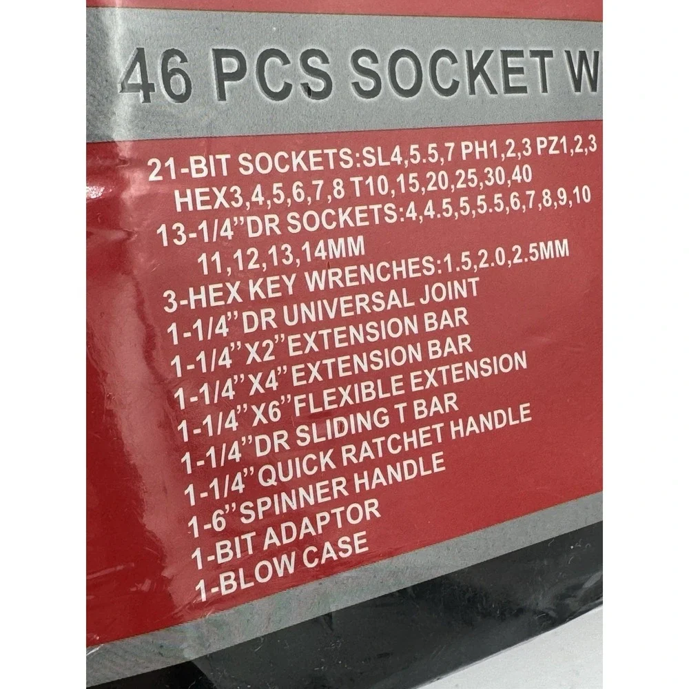 46 Pcs Socket Wrench Set Household Repair Tools Car Automotive Machinery Repair
